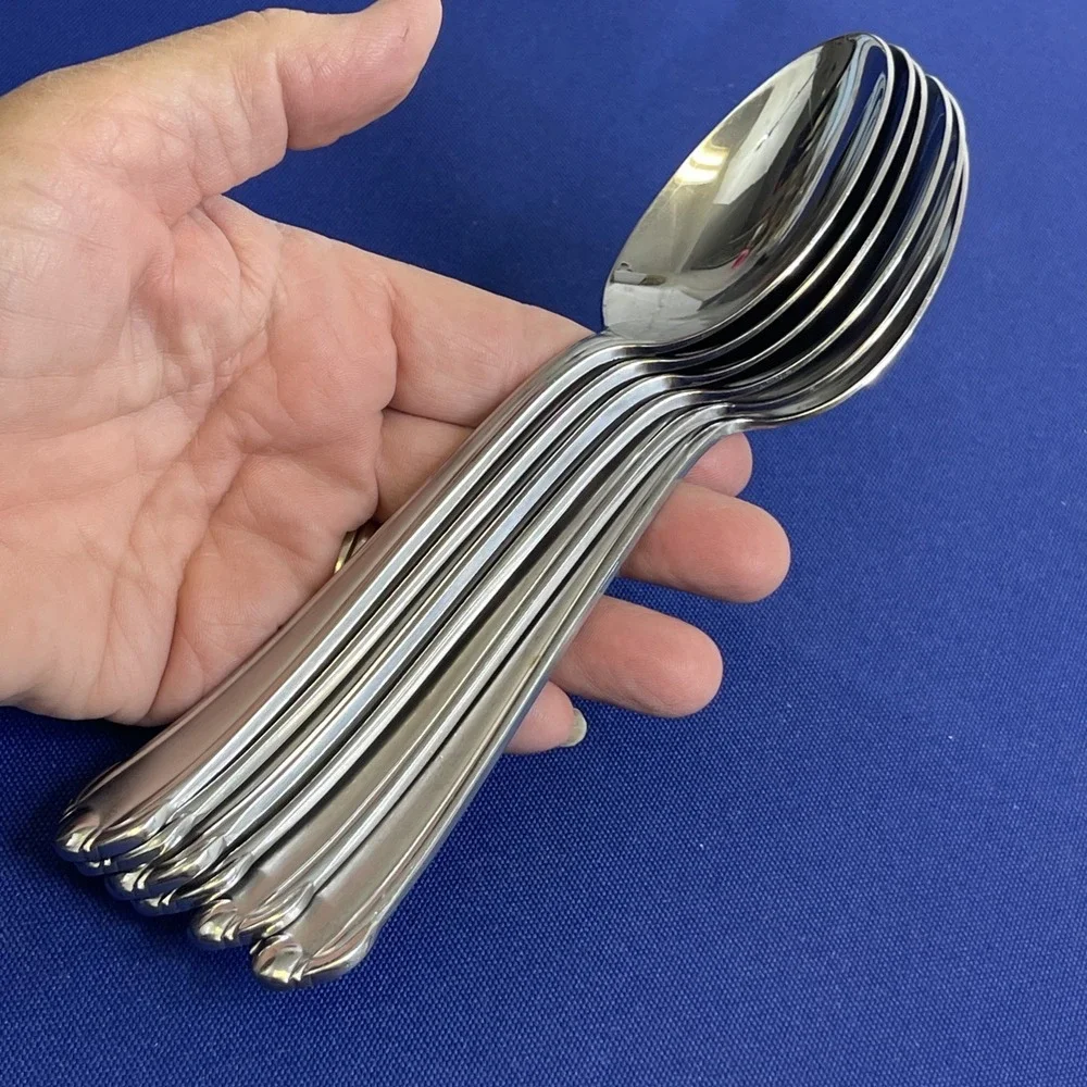 6‎ Mikasa CLASSICO SATIN Oval Soup Spoons Indonesia 18/0 Flatware Silverware